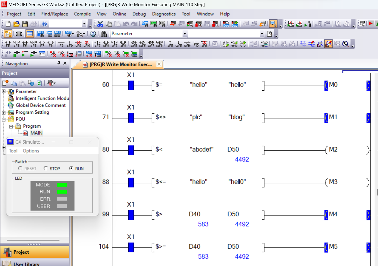 Mitsubishi character string data Comparison Instruction